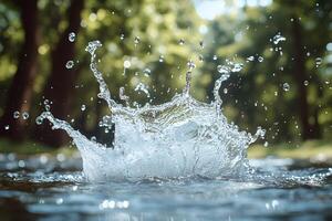 Refreshing Water Splash in Nature - Perfect for Backgrounds and Print Design photo