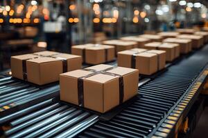 Automated Package Assembly Line in Modern Distribution Center photo