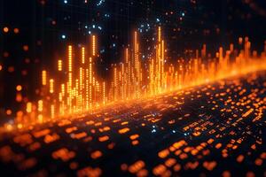 Dynamic Data Visualization with Glowing Abstract Digital Patterns for Technology Design photo