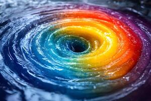 Vibrant Rainbow Spiral Vortex for Abstract Design and Color Theory Concepts photo