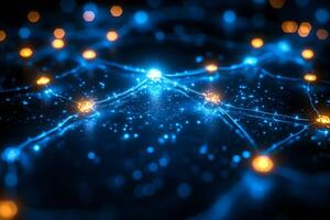 Futuristic Network Connections with Glowing Nodes for Digital Communication Design photo