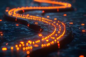 Futuristic Technology Concept Glowing Circuit Pathway for Digital Innovation Design photo