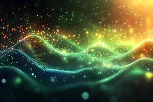 Vibrant Abstract Waves with Glowing Particles and Energy Flow for Digital Design photo