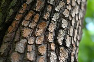 Close-Up Texture of Tree Bark with Sunlit Patterns for Nature and Design photo