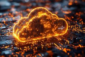 Futuristic Cloud Computing Technology Illustration for Digital Innovation and Data Transfer Concepts photo