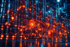Futuristic Digital Network Interface with Glowing Data Connections for Technology Design photo
