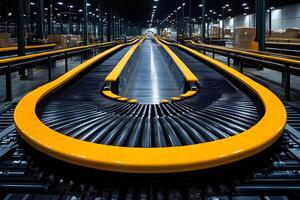 Advanced Conveyor System in Modern Warehouse for Efficient Logistics and Automation photo