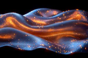 Abstract Glowing Fabric Waves with Sparkling Particles Modern Design for Digital Art Displays photo