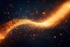 Golden Sparkling Light Wave - Abstract Magic Energy Stream for Design and Background photo