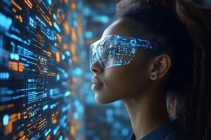 Futuristic Technology Concept with Augmented Reality Virtual Interface for Innovative Design photo