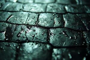 Wet Cobblestone Street at Night - Moody Urban Texture for Design photo