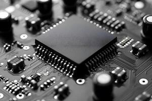 Advanced Microchip Close-Up for Technology and Engineering Design photo