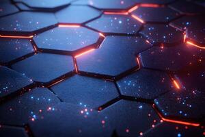 Futuristic Hexagonal Pattern with Digital Sparks for Technology Design photo