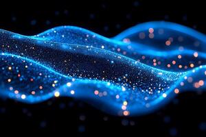 Abstract Blue Wave with Glowing Particles for Digital Design and Visual Effects photo