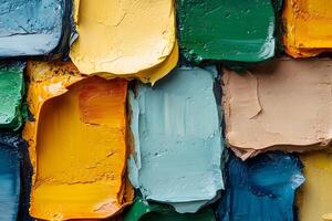 Abstract Color Palette Texture with Multicolored Paint Strokes for Artistic Design photo