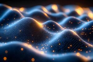 Digital Waveforms and Data Points in Abstract Electric Blue Terrain photo