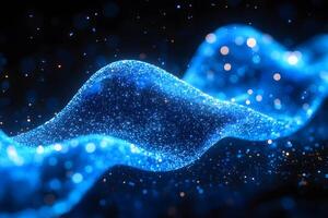 Abstract Blue Wave of Sparkling Particles for Digital Art and Design Concepts photo