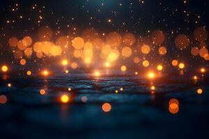 Enchanting Bokeh Lights Over Dark Surface for Background and Design Projects photo