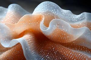Abstract Wave Form with Textured Orange and White Fabric Pattern for Design Inspiration photo