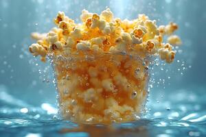 Popcorn Explosion Dramatic Underwater Splash for Cinematic Concepts and Advertising photo