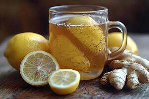 Refreshing Lemon and Ginger Infusion for Wellness and Detox Concepts photo