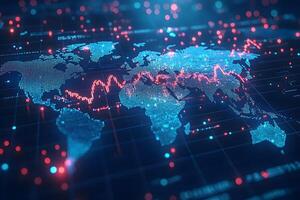 Global Financial Market Analysis with Digital World Map and Data Visualization photo