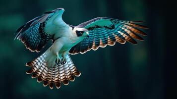 Majestic Bird of Prey in Flight Teal and Brown Wingspan Wildlife photo