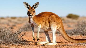 Red Kangaroo in Australian Outback Wildlife Photo A Majestic Marsupial in its Natural Habitat
