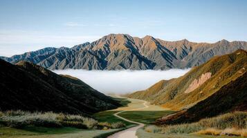 Scenic Mountain Valley Road Winding Path Nature Landscape photo
