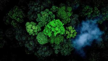 Aerial View Lush Green Forest Canopy Trees Nature Ecology Top View photo