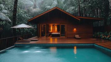 Luxurious Rainforest Bungalow with Private Pool and Deck under Rain photo