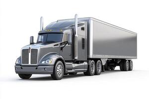 A large truck with a trailer, designed for transporting goods. photo