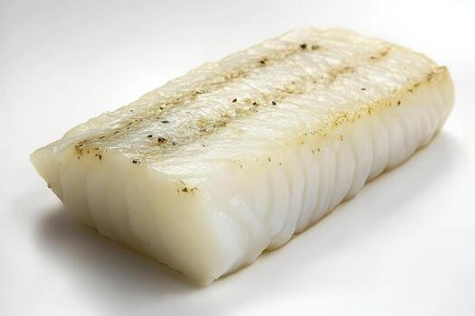A piece of cooked fish fillet, showcasing its texture and preparation. photo