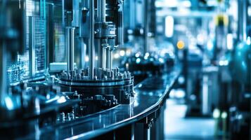 Automated manufacturing line with machinery and equipment in a factory setting photo