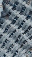 Blue fabric texture background abstract closeup texture of cloth photo
