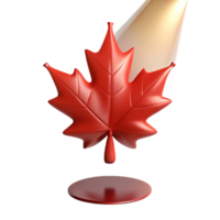 impressive abstract A single, perfect red maple leaf falling against a backdrop of a twilight sky, lit by a single spotlight from above, hyperrealistic style premium png