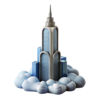magnificent classic A single, towering skyscraper piercing the clouds, minimalist design, futuristic architecture, high quality png