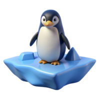 vibrant classic A lone penguin standing on an iceberg, stark white and blue color palette, minimalist style original png