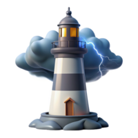 impressive artistic A towering lighthouse, stark white against a stormy sky, dramatic lightning, dramatic and isolated style professional png