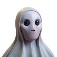 elegant modern Portrait of a ghost with translucent skin and sorrowful eyes, dimly lit, horror style premium png