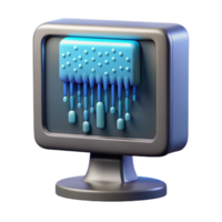 vibrante clássico uma vintage computador monitor exibindo uma em cascata cascata do binário código, pixel arte estilo, Sombrio iluminação autêntico png