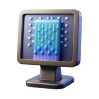 Maravilhoso clássico uma vintage computador monitor exibindo uma em cascata cascata do binário código, pixel arte estilo, Sombrio iluminação detalhado png