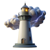 wonderful vintage A towering lighthouse, stark white against a stormy sky, dramatic lightning, dramatic and isolated style original png