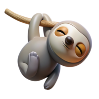 dramatic abstract A sleepy sloth hanging upside down from a branch, rainforest setting, dappled lighting, relaxed pose original png