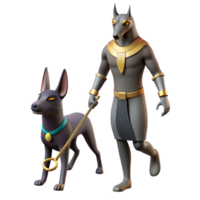 vibrant contemporary Anubis leading a soul to the afterlife, dimly lit, ancient Egyptian style high resolution png