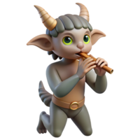 impressive vintage A mischievous satyr playing a pan flute in a sun-drenched forest glade, rendered in a whimsical Rococo style high quality png