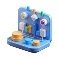 vibrant minimalist A floating AI interface displaying complex data visualizations, minimalist design, soft blue lighting premium png
