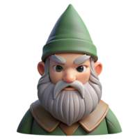 elegant traditional Portrait of a grumpy gnome with a long beard and pointed hat, soft forest lighting, fantasy art style authentic png