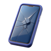 wonderful modern A cracked smartphone screen displaying a distorted image, close-up, macro photography style premium png