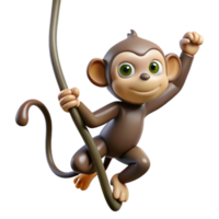 beautiful rustic A curious monkey swinging through the trees, jungle setting, dynamic pose, playful expression genuine png
